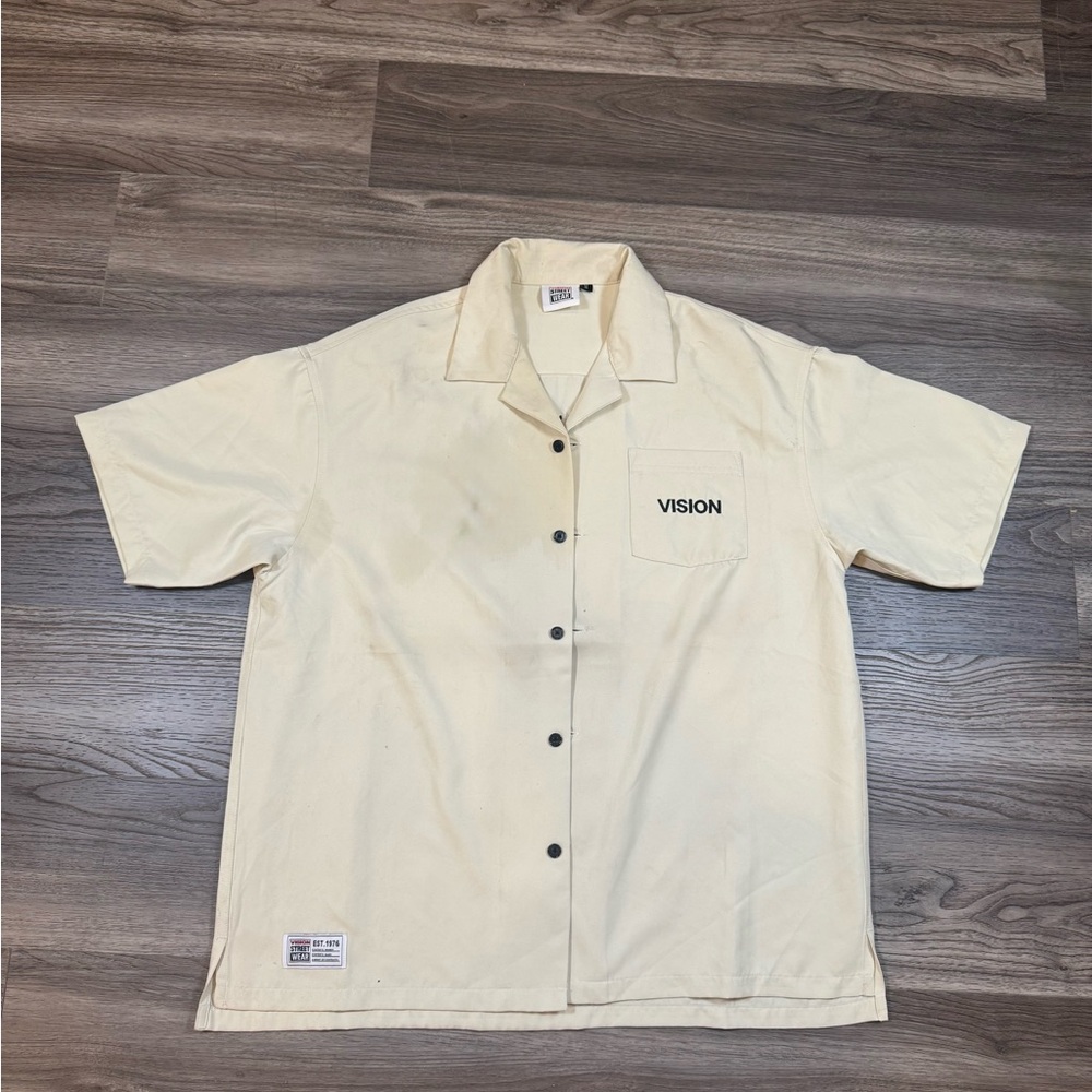 Cream Casual Button Down Shirt with Relaxed Fit